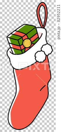 クリスマス靴下とプレゼントのイラスト素材