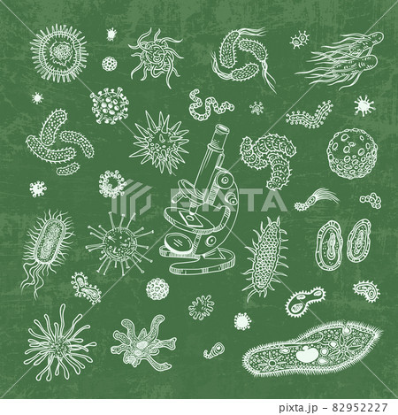 Simple set of bacteria virus icons for web design 82952227