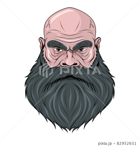 Biker. Character. Bald man. Male face. Hipster. Person with the scar. Bearded man. Male head. Evil person. Vector graphics to design 82952631
