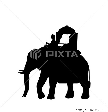Silhouette elepant with passenger. Tradition tourism. Silhouette elepant with passenger. Tradition tourism. 82952838
