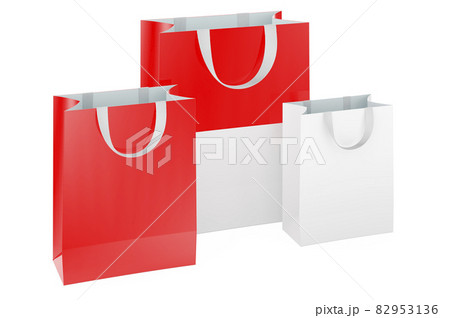 Shopping bags with Indonesian, Monacan flag. Shopping in Indonesia, Monaco, "Principality of Monaco", concept. 3D rendering 82953136