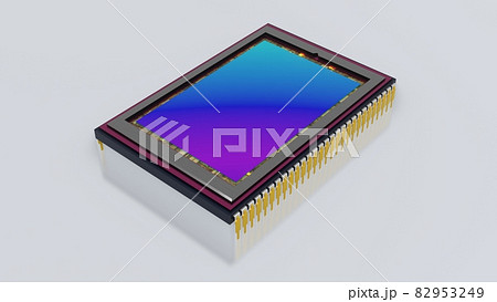 Sensor of modern digital camera. top side view, iridescent matrix surface, isolated on white Sensor of modern digital camera. top side view, iridescent matrix surface, isolated on white 82953249
