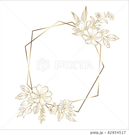 金色の花の装飾フレームのイラスト素材