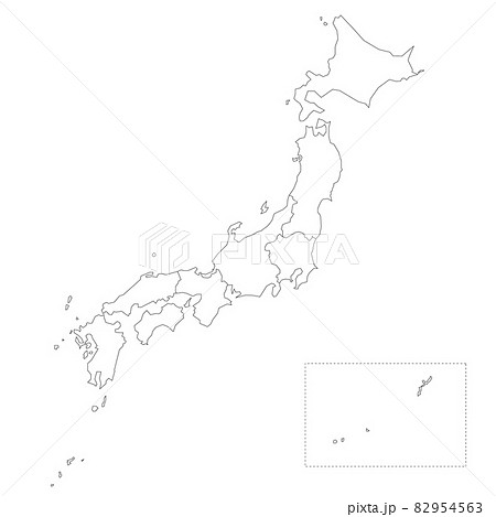 Political map of Japan. Administrative divisions - regions. Simple flat blank vector map 82954563