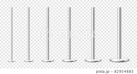 Realistic metal poles collection isolated on transparent background. Glossy steel pipes of various 82954883