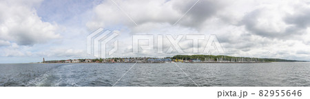 Panoramic view on the beach of the German village Laboe at the baltic sea in summer 82955646