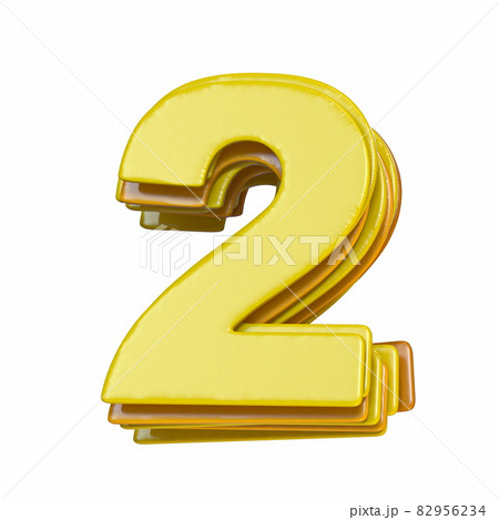Yellow font Number 2 TWO 3D 82956234