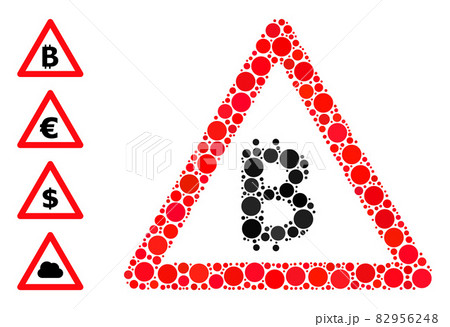 Dotted Bitcoin Warning Collage of Rounded Dots with Similar Icons 82956248