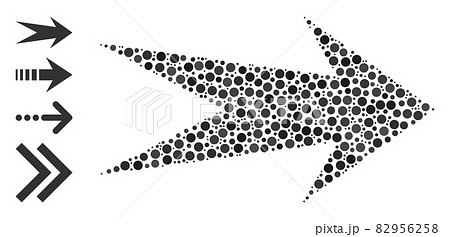 Dotted Arrow Right Collage of Circles and Other Icons 82956258