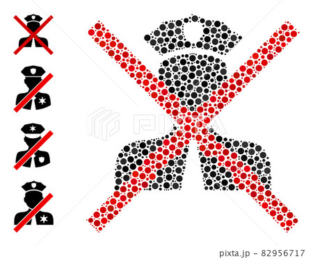 Dotted Cancel Policeman Collage of Circles and Bonus Icons Dotted Cancel Policeman Collage of Circles and Bonus Icons 82956717