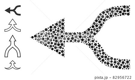 Dotted Combine Arrow Left Collage of Rounded Dots and Other Icons 82956722