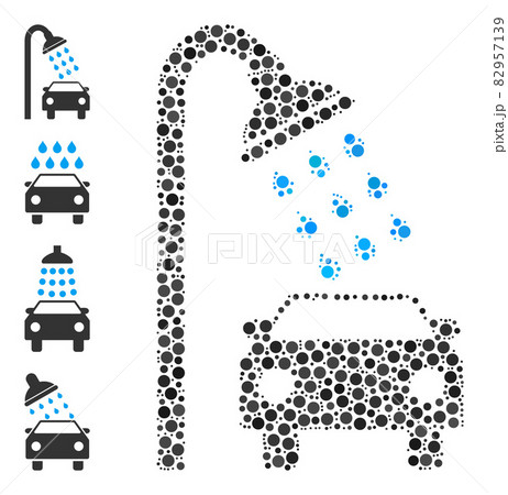 Dotted Car Shower Collage of Circles with Other Icons 82957139