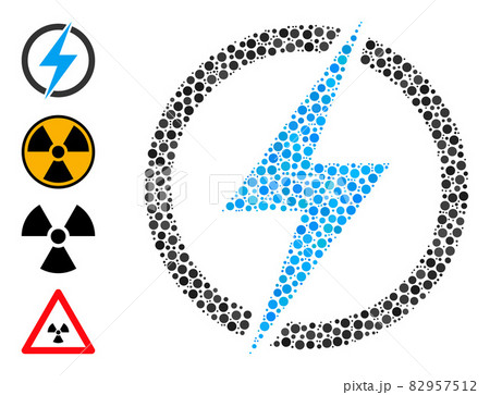 Dotted Electricity Collage of Round Dots and Bonus Icons 82957512