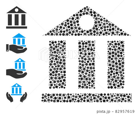 Dotted Bank Building Mosaic of Circles with Bonus Icons Dotted Bank Building Mosaic of Circles with Bonus Icons 82957619