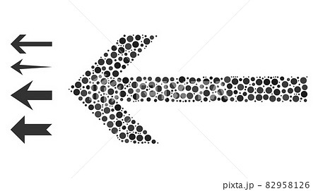 Dotted Arrow Left Mosaic of Circles with Other Icons 82958126