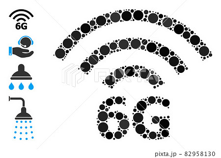 Dotted 6G Radio Source Mosaic of Rounded Dots with Similar Icons 82958130