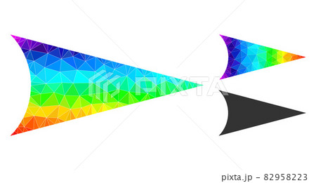 Vector Lowpoly Arrowhead Right Icon with Spectral Colored Gradient 82958223