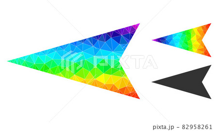 Vector Triangle Filled Arrowhead Left Icon with Spectral Colored Gradient 82958261