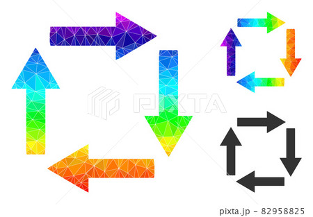 Vector Triangle Filled Circulation Arrows Icon with Spectral Colored Gradient 82958825