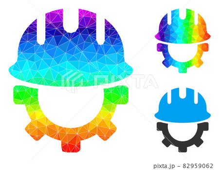 Vector Lowpoly Development Hardhat Icon with Rainbow Gradient 82959062