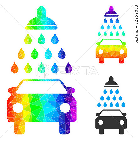 Vector Lowpoly Car Shower Icon with Spectral Colored Gradient 82959063