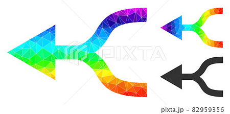Vector Triangle Filled Combine Arrow Left Icon with Rainbow Gradient 82959356