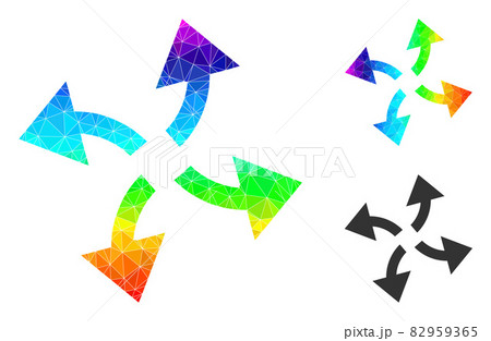 Vector Triangle Filled Centrifugal Arrows Icon with Rainbow Gradient 82959365