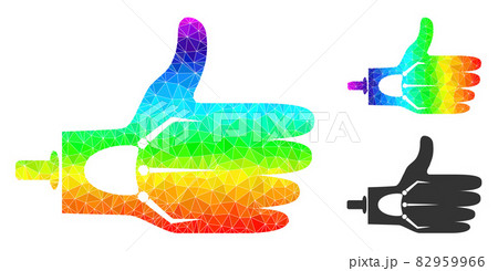 Vector Triangle Filled Artificial Hand Icon with Rainbow Gradient Vector Triangle Filled Artificial Hand Icon with Rainbow Gradient 82959966