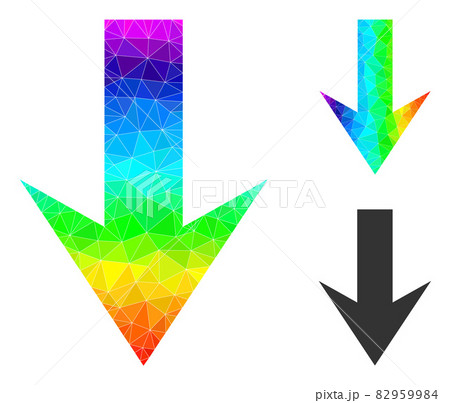 Vector Triangle Filled Arrow Down Icon with Rainbow Gradient 82959984