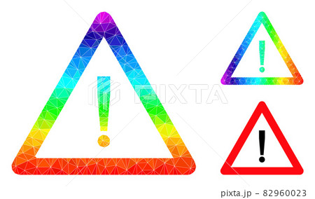 Vector Polygonal Danger Warning Icon with Spectral Colored Gradient 82960023