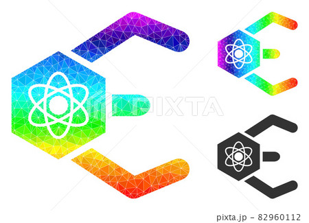 Vector Lowpoly Atomic Bot Icon with Rainbow Gradient 82960112