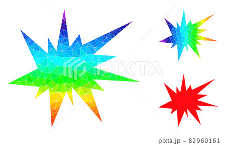 Vector Lowpoly Boom Icon with Spectral Colored Gradient Vector Lowpoly Boom Icon with Spectral Colored Gradient 82960161