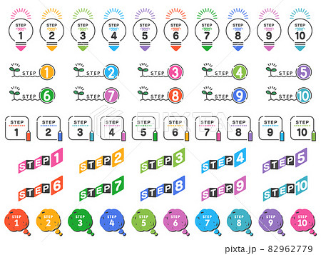 ステップ 見出し アイコン セット/カラフル ステップ 見出し アイコン セット/カラフル 82962779