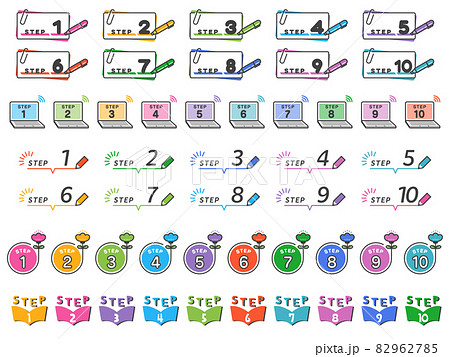 ステップ 見出し アイコン セット／カラフル 82962785