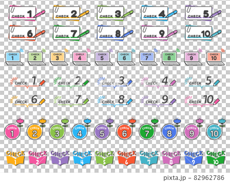 チェック 見出し アイコン セット／カラフル 82962786