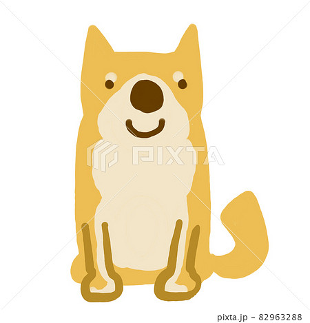 柴犬 正面 座っているかわいい犬のイラスト素材 9632