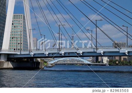 隅田川 中央大橋・永代橋・東京スカイツリー 隅田川 中央大橋・永代橋・東京スカイツリー 82963503