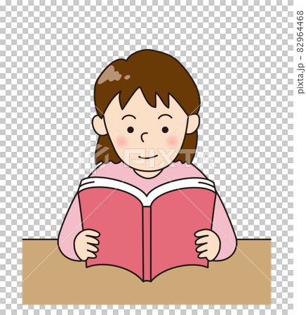 在辦公桌前看書的女孩 82964468