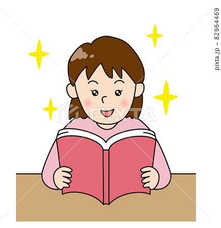 A Girl Who Is Impressed While Reading A Book Stock Illustration