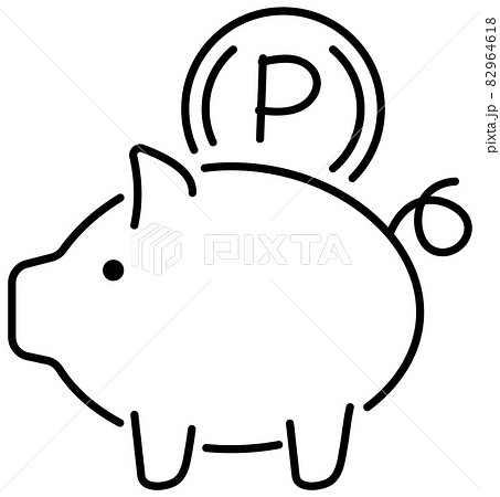 金融系・手描き風の線画ベクターアイコン　ポイント貯金 82964618