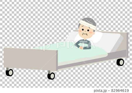 一名受傷住院的老人,神情不安 一名受傷住院的老人,神情不安 82964619