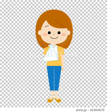 A woman with a sling on her right hand 82964670