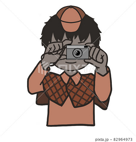 カメラを構える若い探偵 男2 のイラスト素材