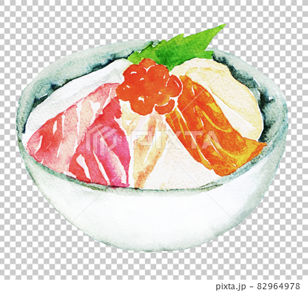 新鮮的海鮮碗水彩插圖 82964978