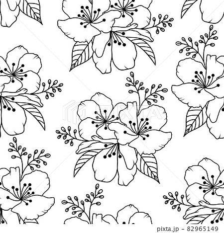 Seamless background pattern of outline sakura blossom. 82965149