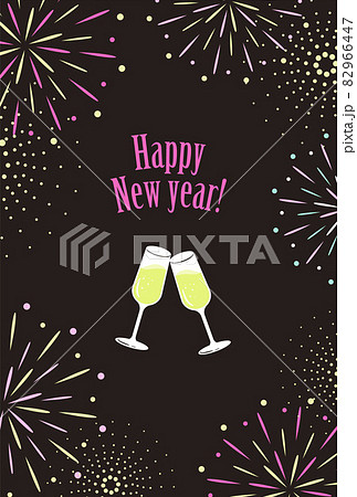 花火とシャンパンのイラストの背景素材 花火とシャンパンのイラストの背景素材 82966447
