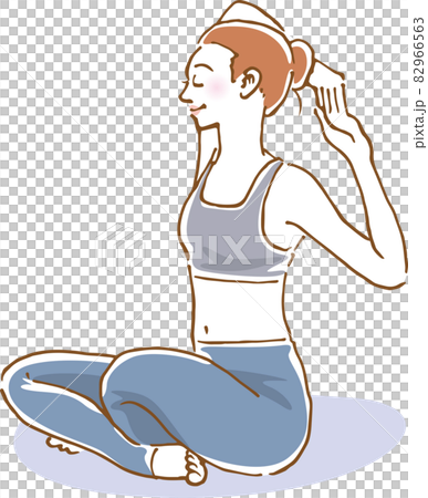 健康女性伸展的形象插圖（手繪） 82966563