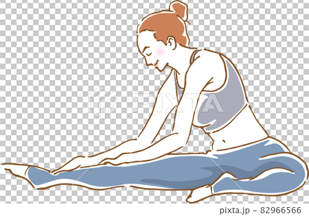 ストレッチをしている健康的な女性のイメージイラスト 手描き のイラスト素材