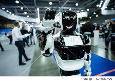 Promotion robot greets by waving hand Promotion robot greets by waving hand 82966759