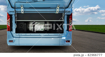 A hydrogen fuel cell bus. A hydrogen fuel cell bus. 82966777